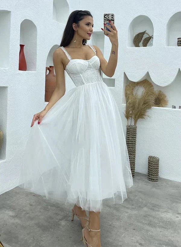 A Line Sweetheart symmetrical Satin Wedding Dresses With Cascading Ruffles