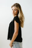 Gianna Lace Trim Blouse in Black