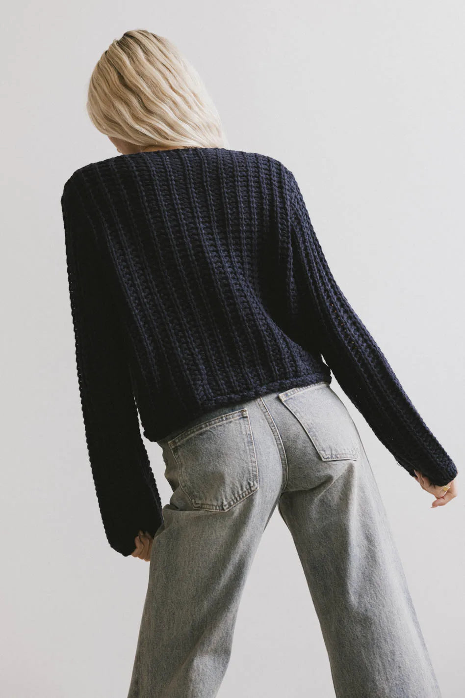 Luca Chunky Knit Sweater in Navy FINAL SALE