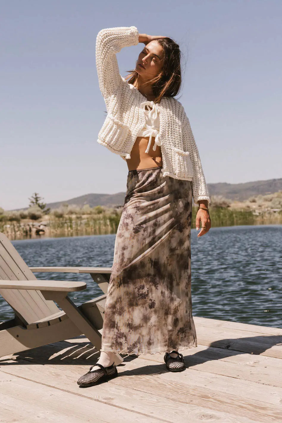 Chandler Abstract Maxi Skirt in Brown FINAL SALE