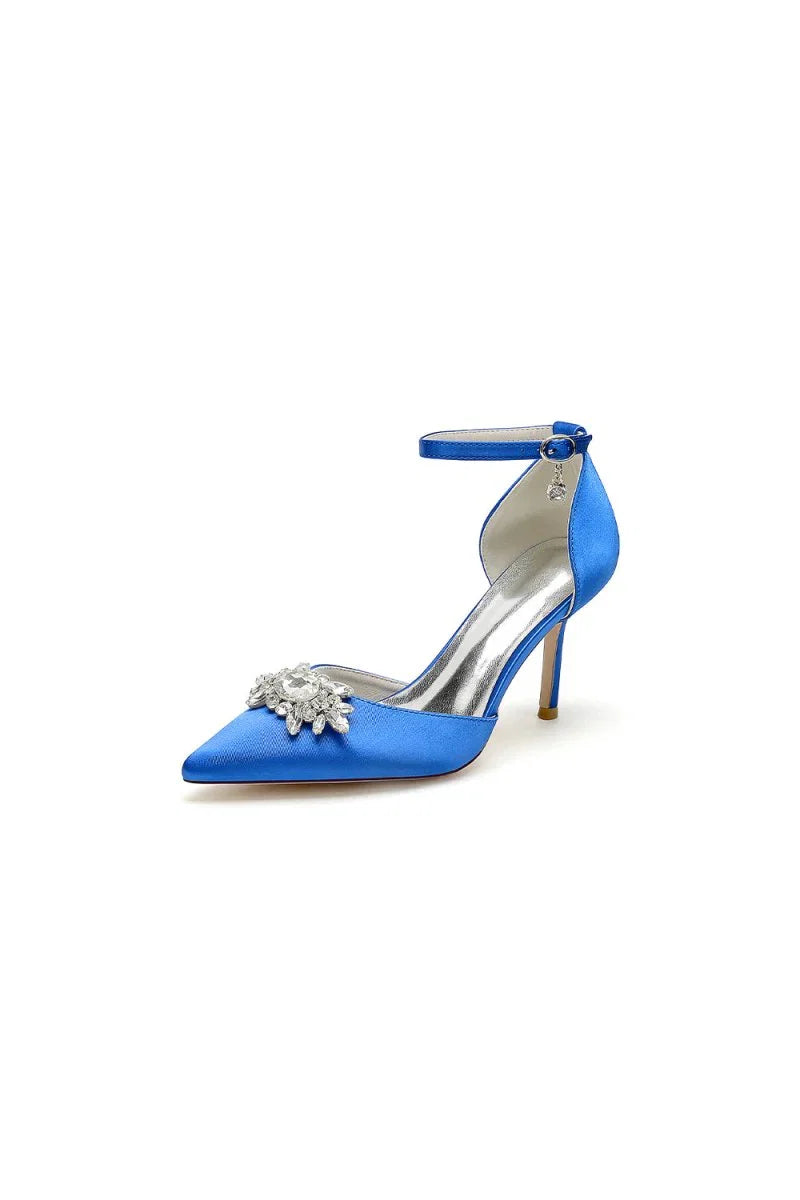 White Pointed Toe with Rhinestone Flower