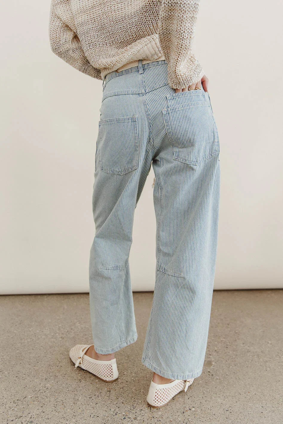 Jocelyn Barrel Jeans in Denim Stripe FINAL SALE
