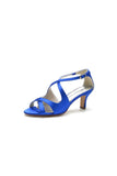 Royal Blue Satin Cross Strap Pump with Ankle Strap