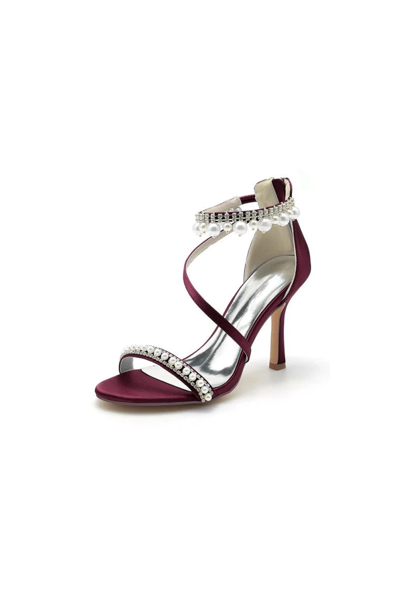 Elegant Single Strap Pearl Beaded Wedding Shoes