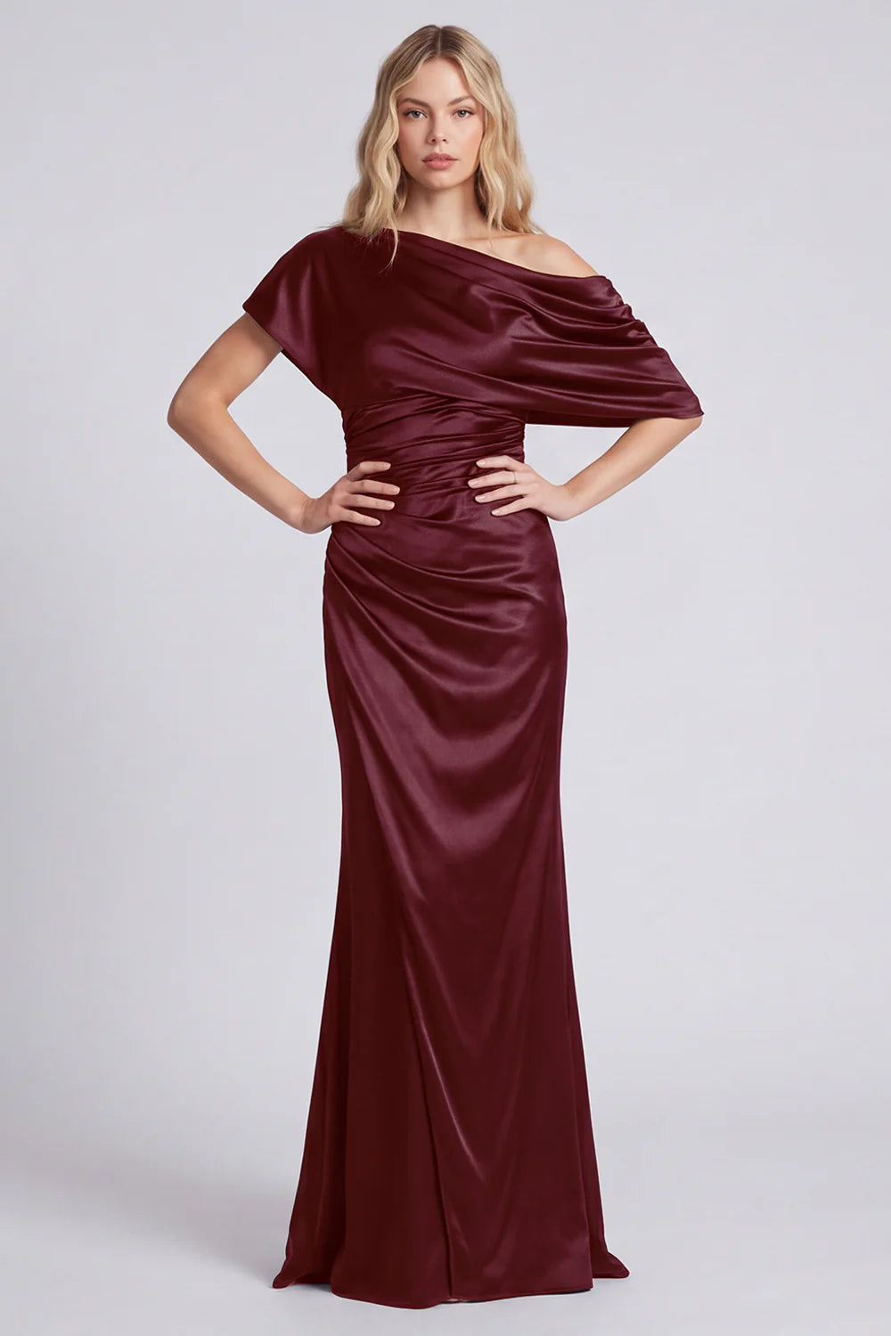 Black One Shoulder Mermaid Satin Formal Dress