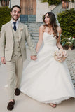 Elegant A Line Sweetheart Satin Long Wedding Dresses
