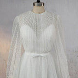A Line Polka Dot Illusion Charm Asymmetrical Wedding Dress