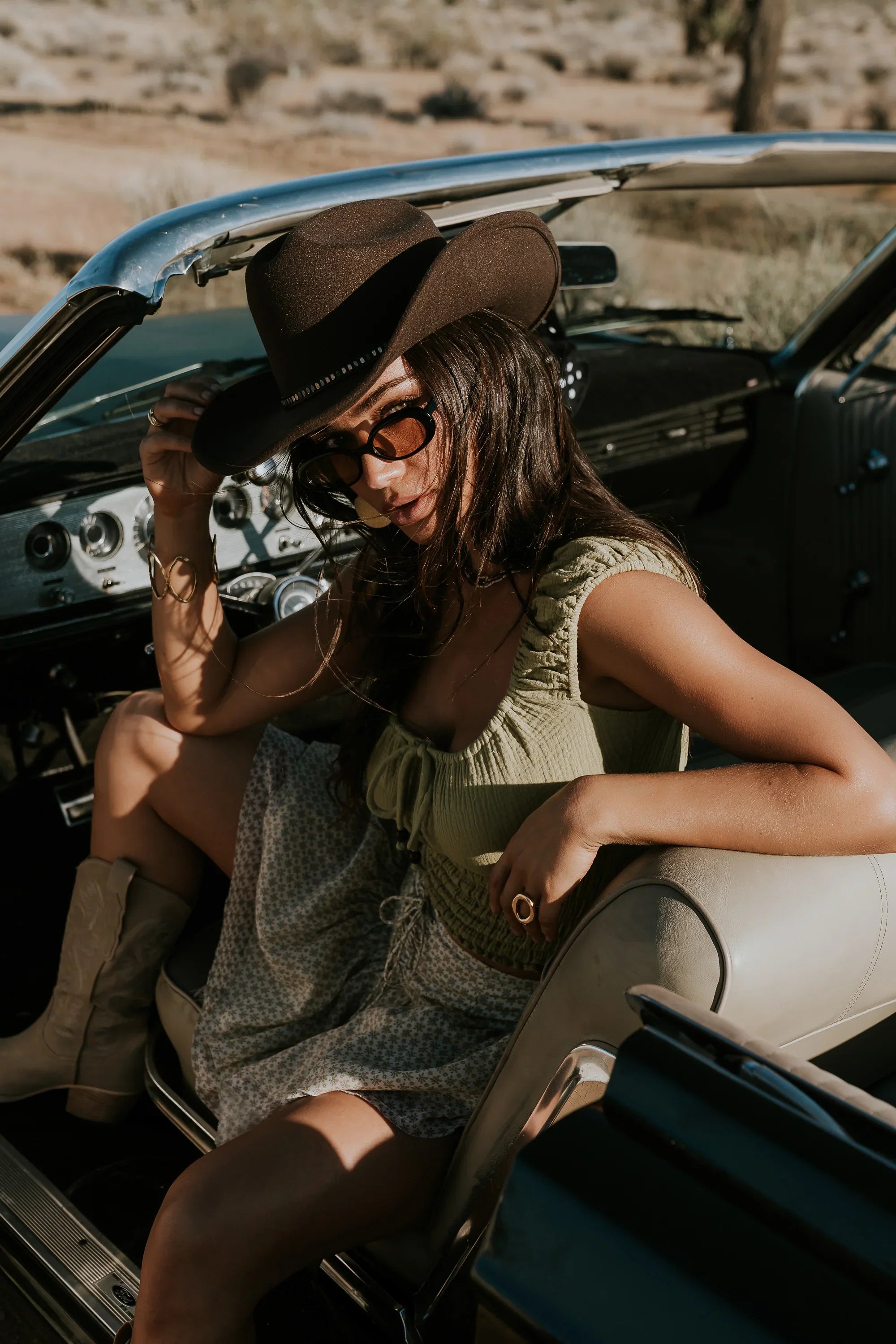Morgan Smocked Top in Green