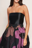 ABSTRACT ROSE BLACK MIDI DRESS