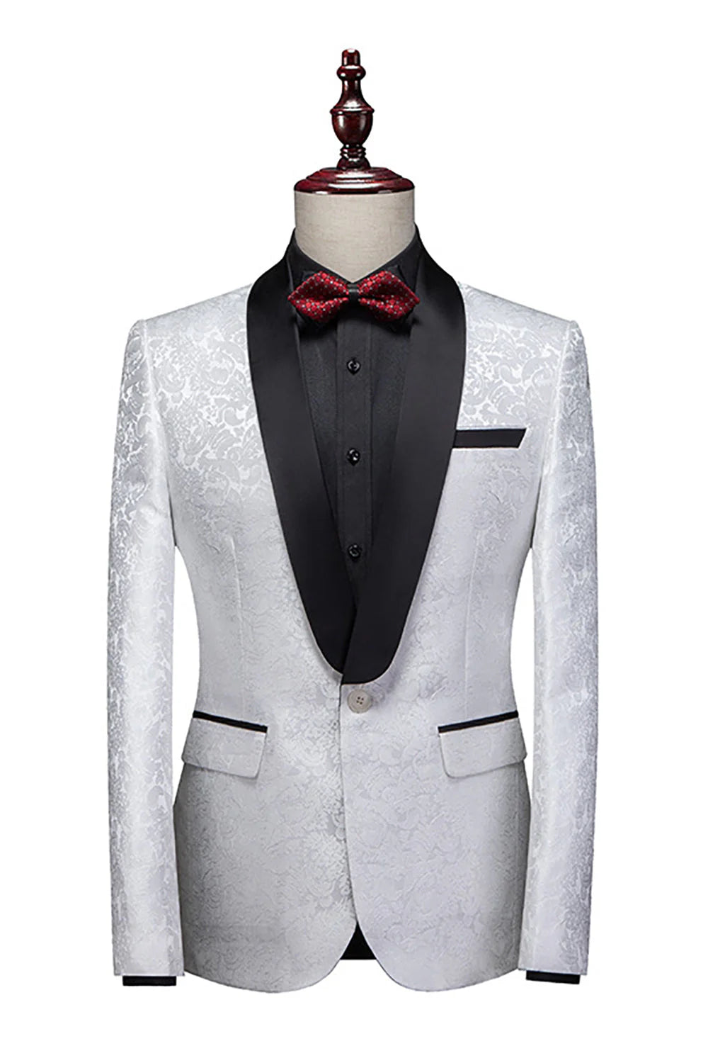 Mens Jacquard 2 Piece Shawl Lapel One Button Wedding Suits