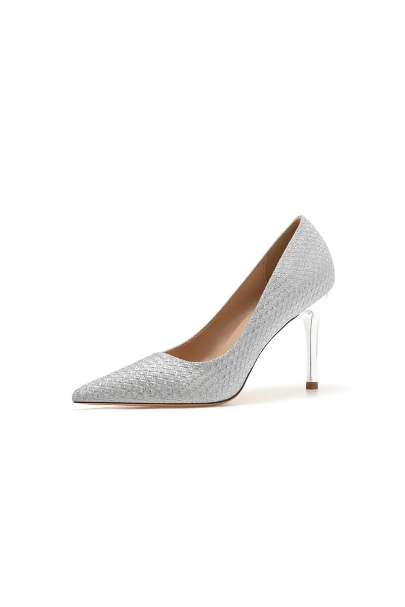 Wedding Shoes Microfiber Leather Close Toe Stiletto Heel With Sequins