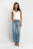 Adeline Lace Trim Barrel Jeans