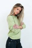 Meli Button Front Knit Sweater in Green