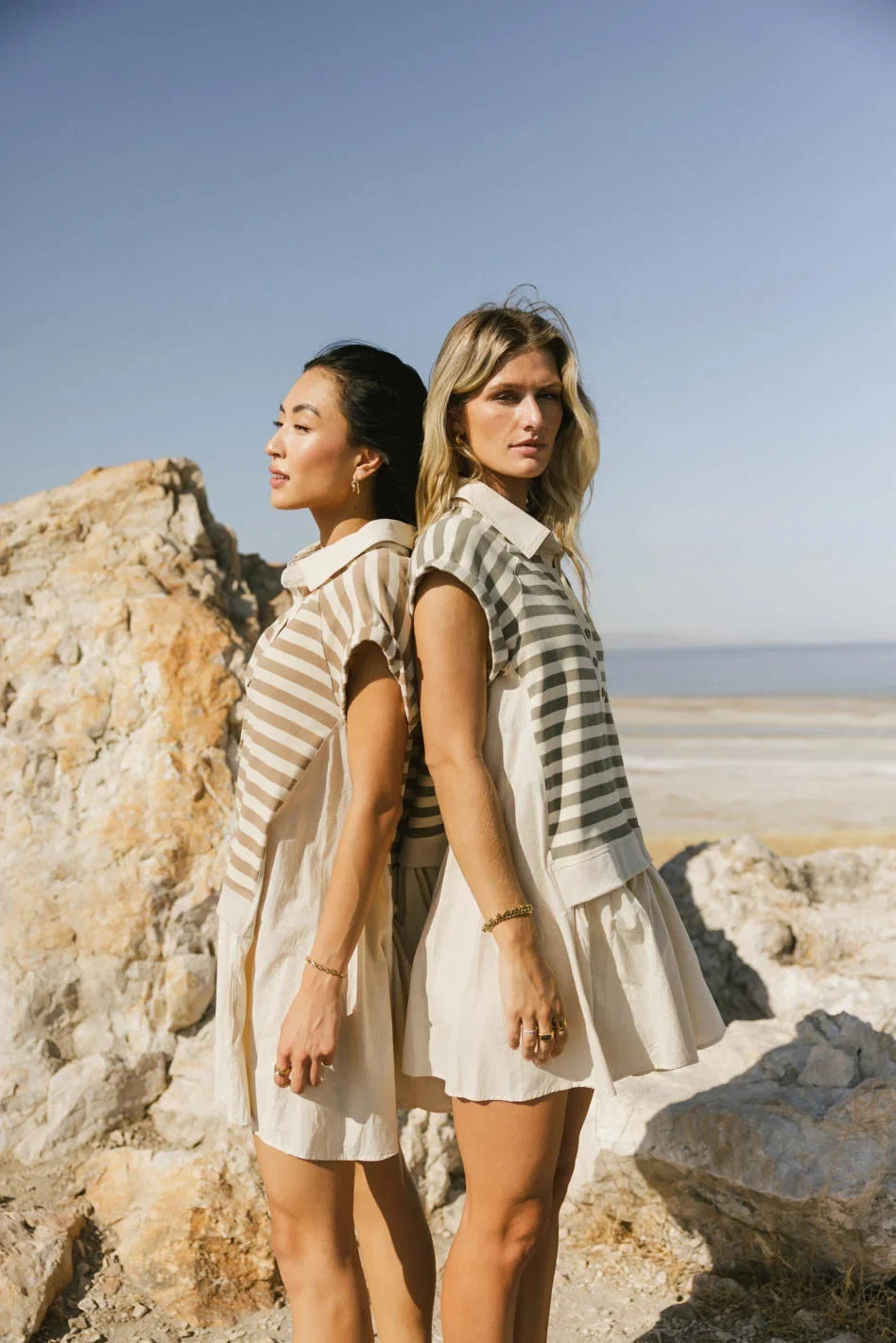 Evan Collared Mini Dress in Taupe FINAL SALE