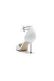 Pointed Toe Sexy Ankle Strap White Satin Wedding Shoes