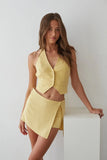 Vera Button Up Linen Halter Top