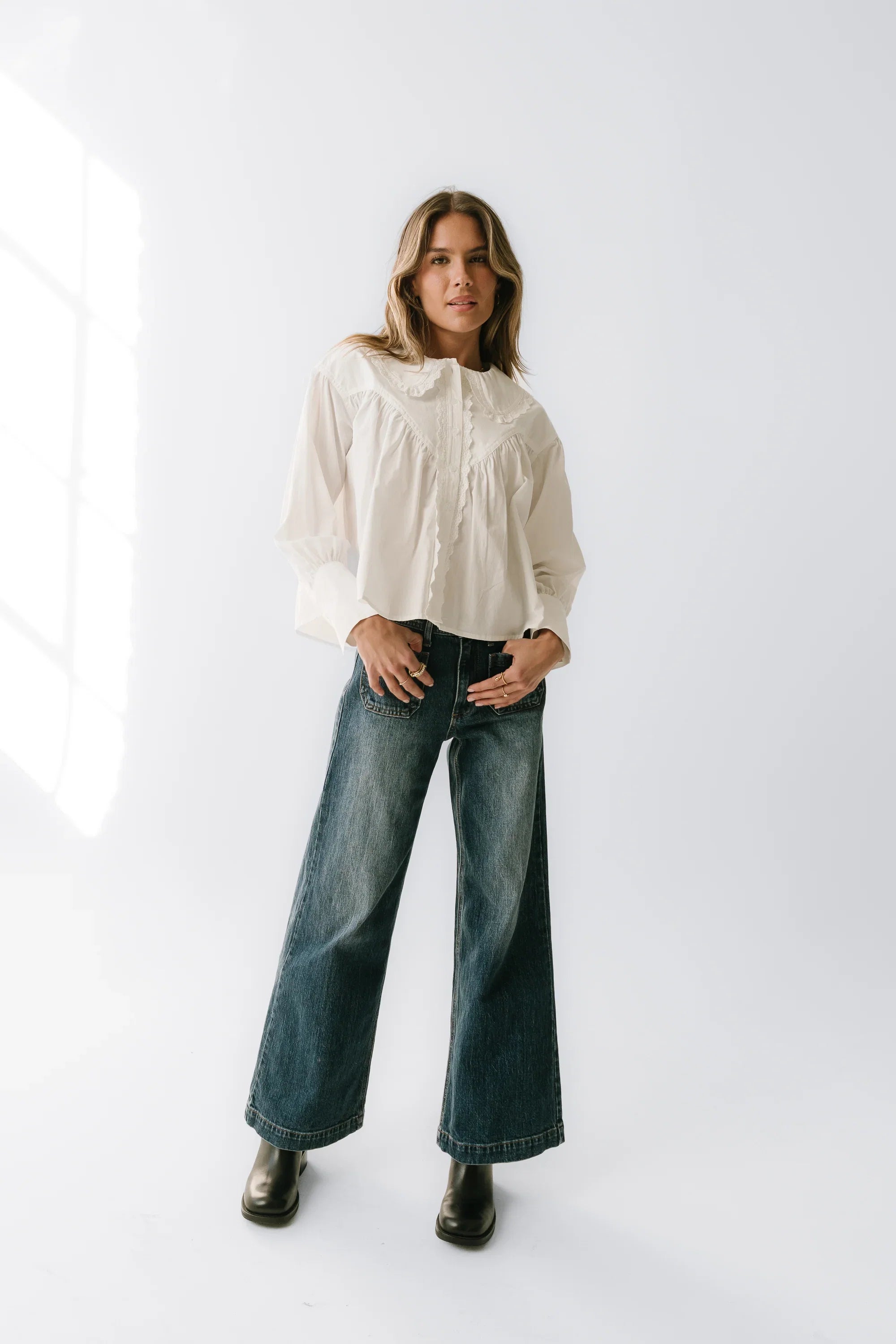 Alexia Wide Leg Jeans in Dark Wash