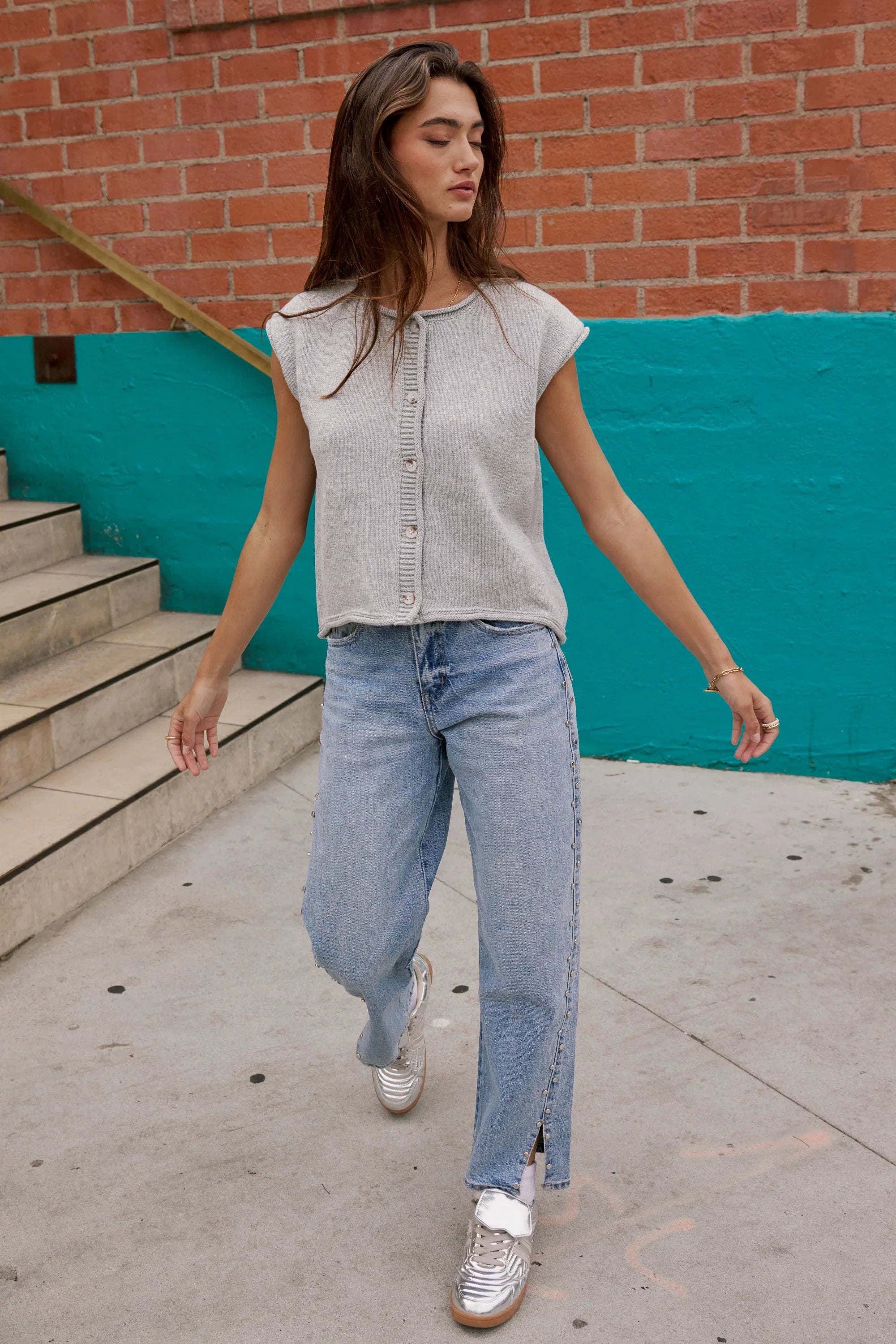Paige Knit Sweater in Grey