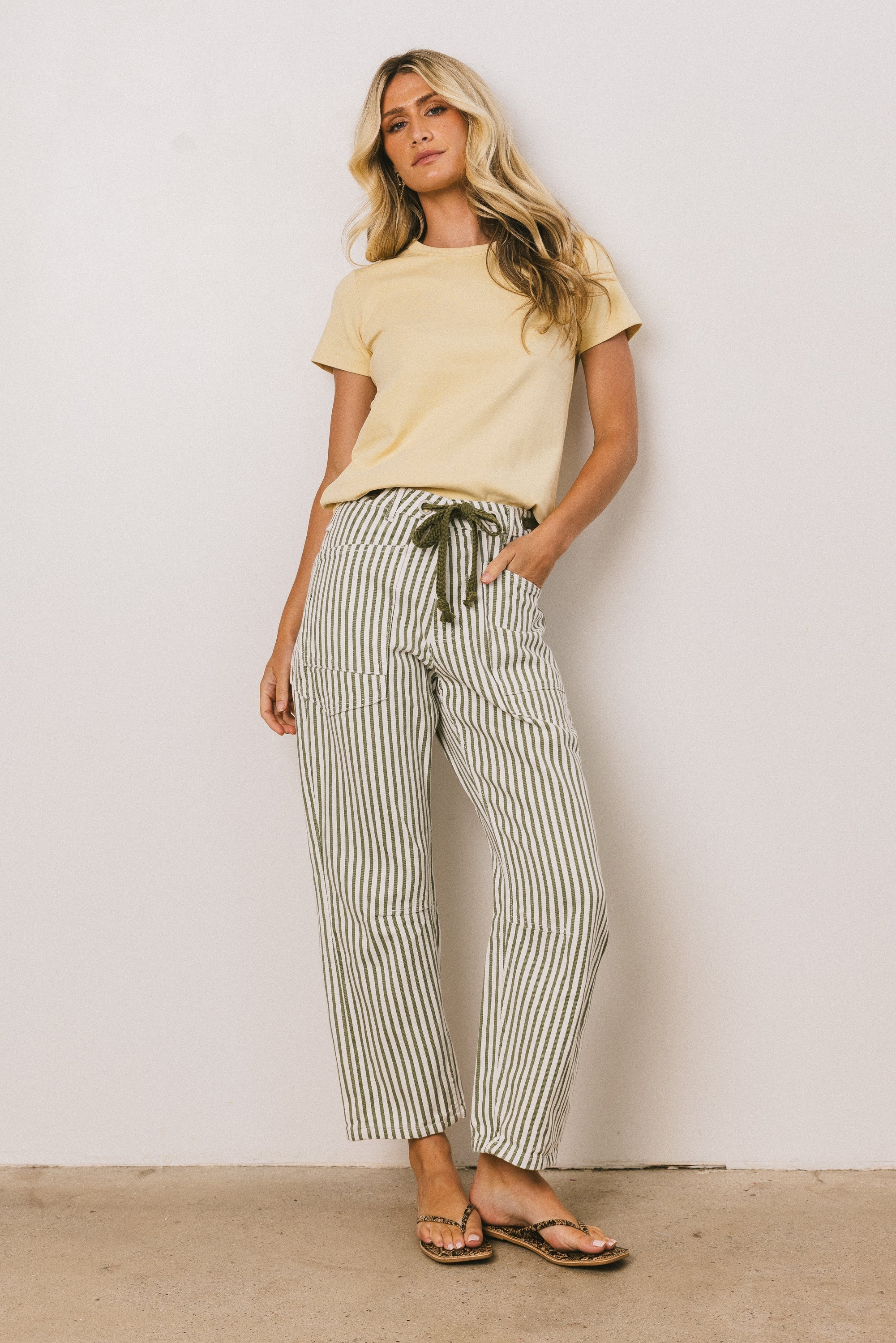 Jocelyn Barrel Jeans in Green Stripe FINAL SALE