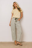 Jocelyn Barrel Jeans in Green Stripe FINAL SALE