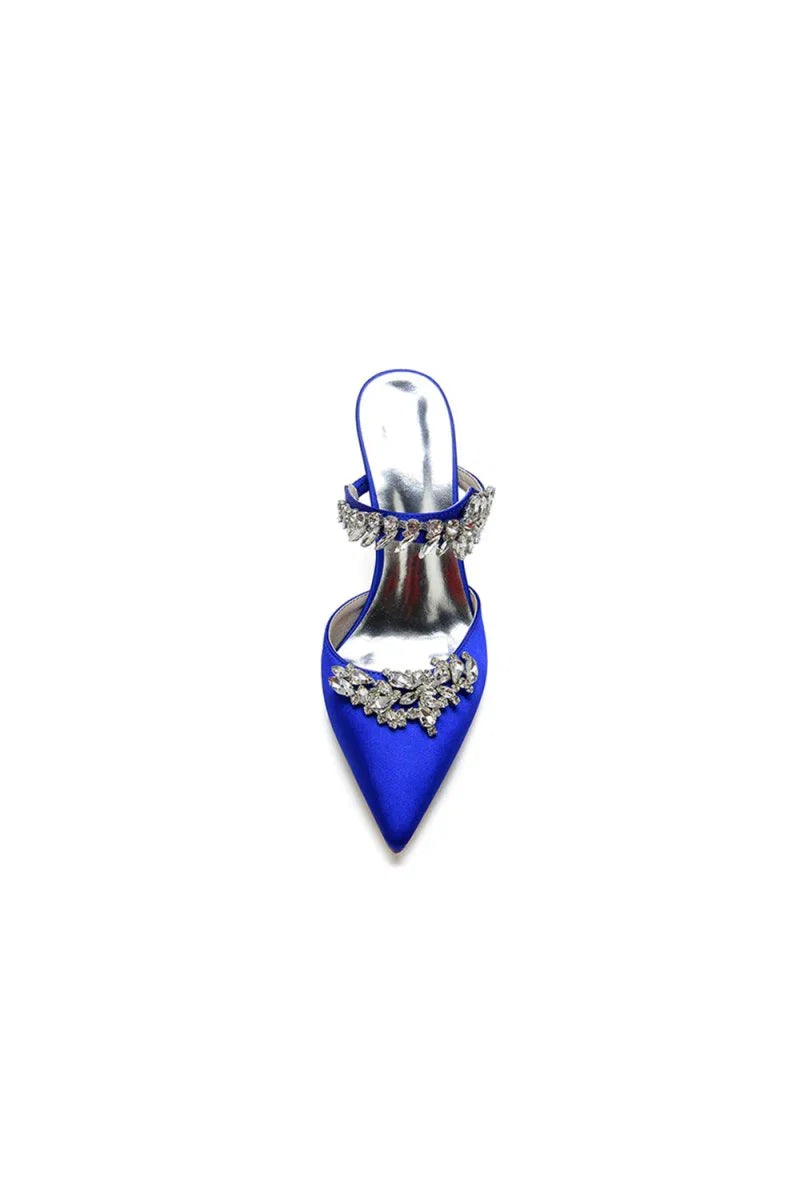 Pointed Toe Crystal Flower Strap Stiletto Heel
