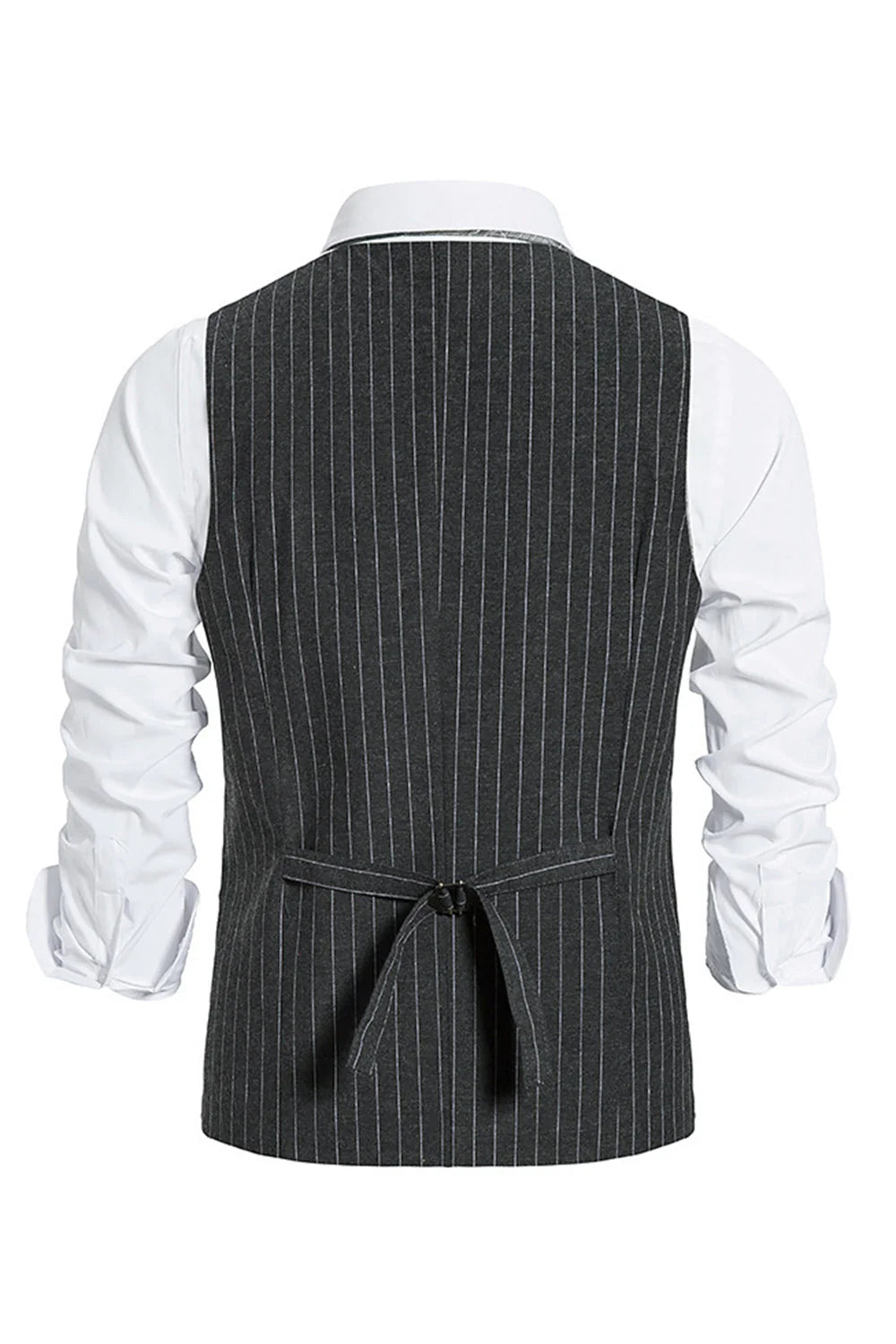 Mens Single Breasted Slim Fit Striped Suit Vest