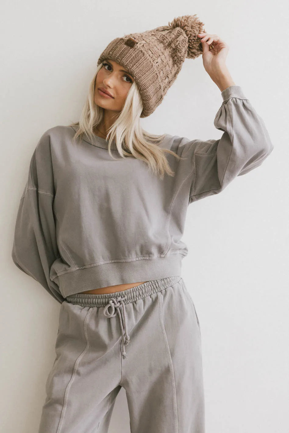 Sutton Exposed Seam Crewneck in Grey FINAL SALE