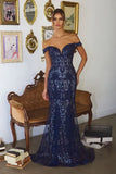 HELENA GOWN Off Shoulder Sequin Glitter Dress