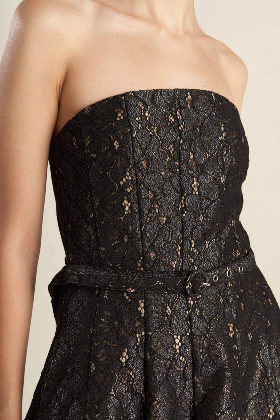 THE TRUTH IS STRAPLESS BLACK LACE MIDI DRESS FINAL SALE