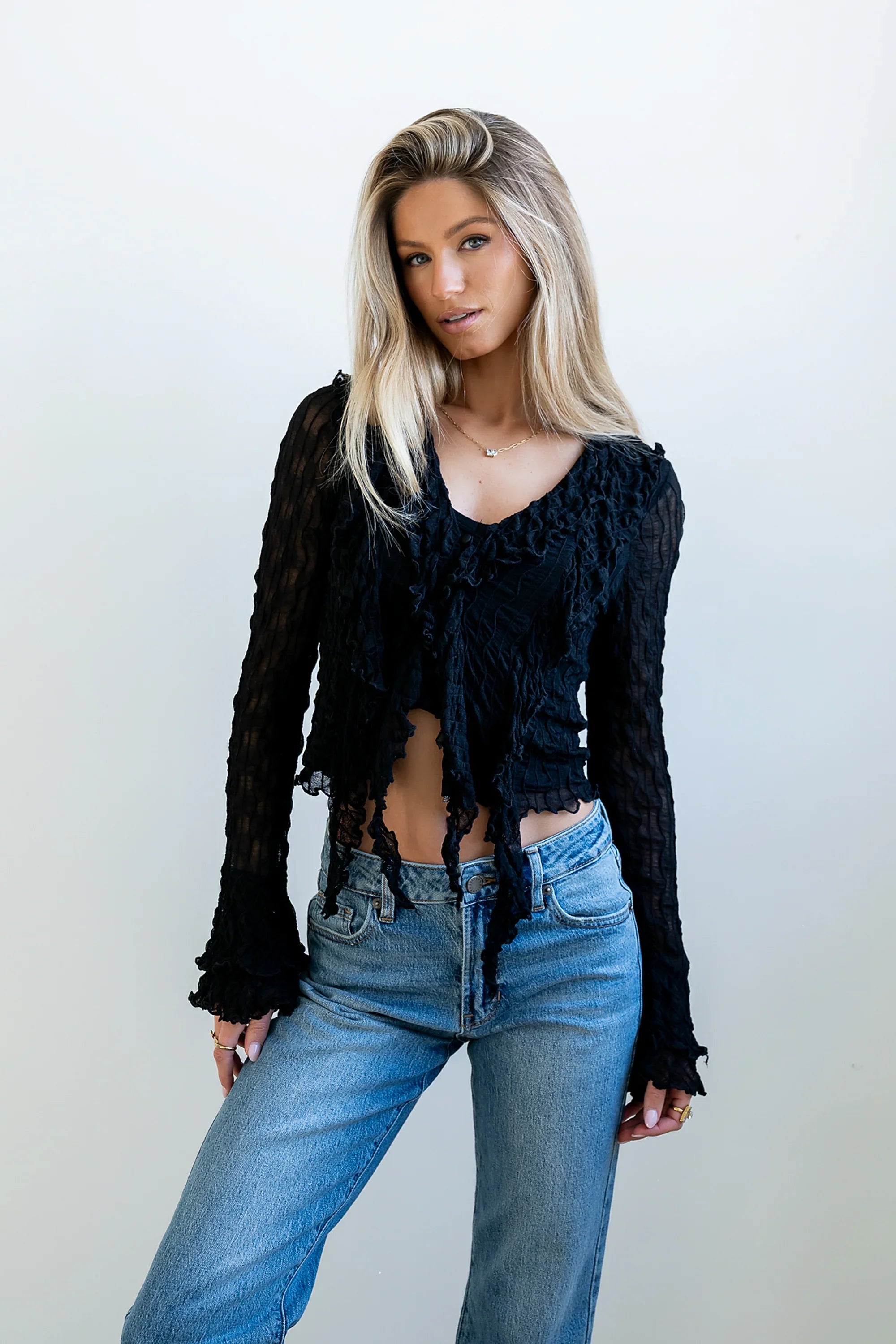 Joy Ruffle Top in Black FINAL SALE