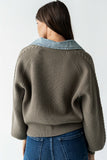 Melissa Contrast Sweater in Olive