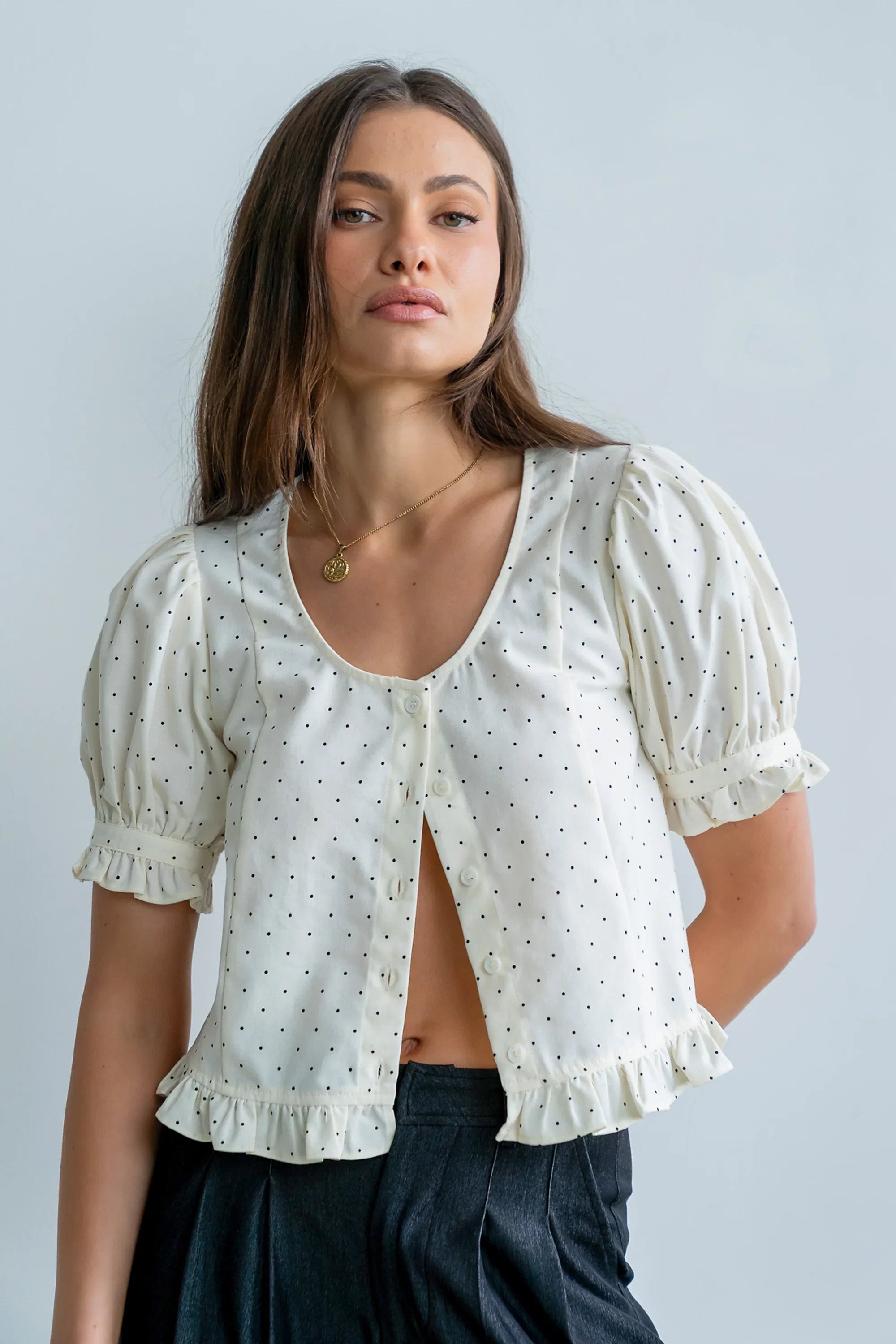 Jessie Polka Dot Blouse in Cream