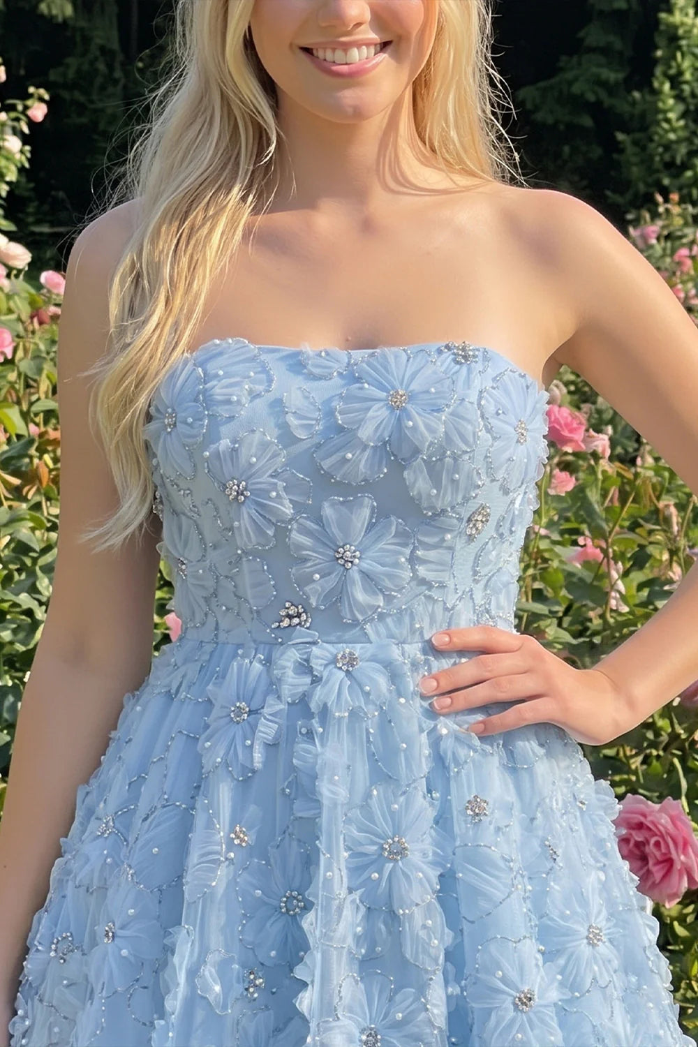 Sage Beaded Strapless A Line Short Homecoming Dress