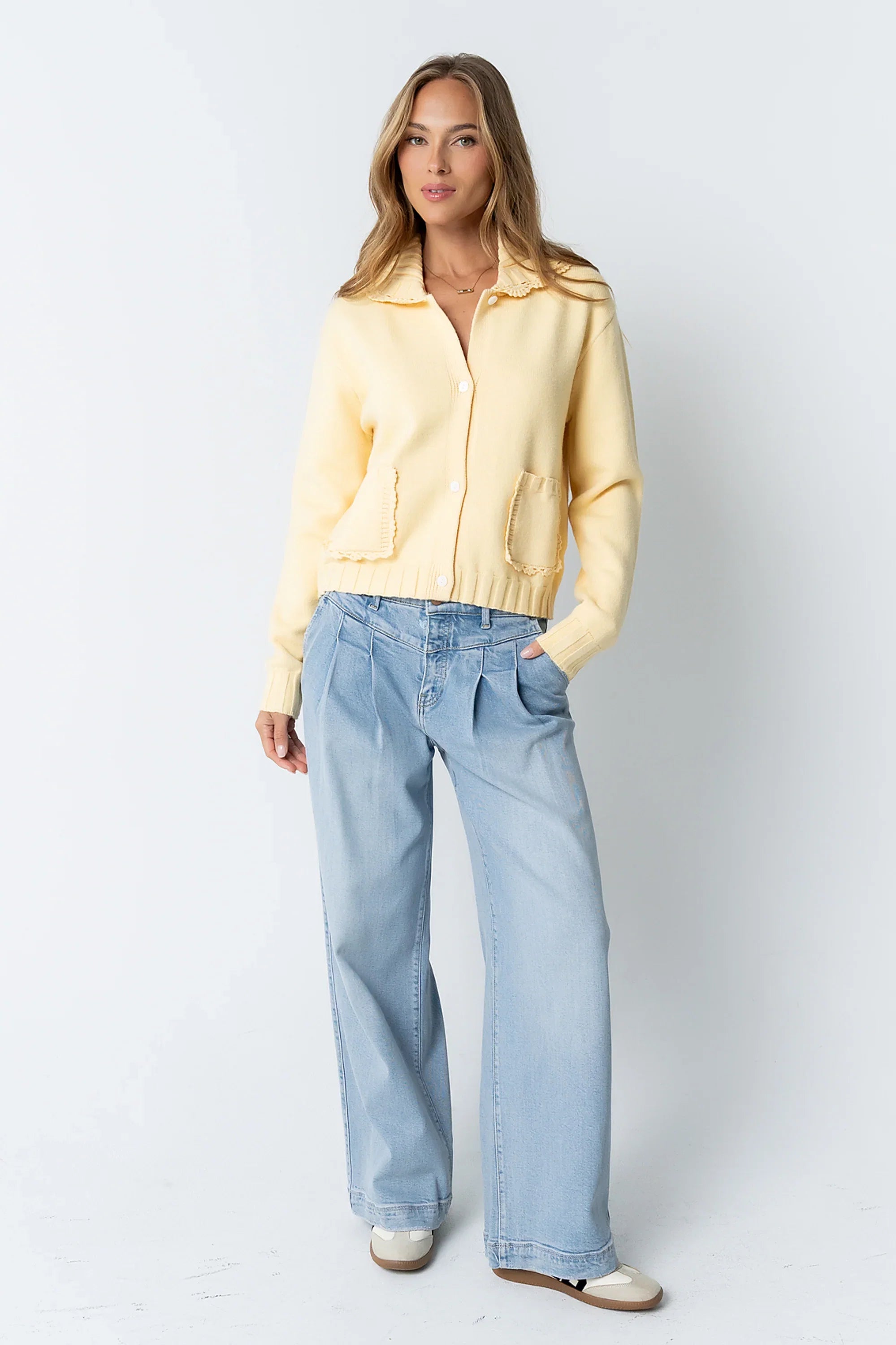 Tacie Knit Cardigan in Butter Yellow