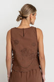 Rudy Embroidered Tank Top in Brown