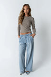 Indiana Striped Top in Beige
