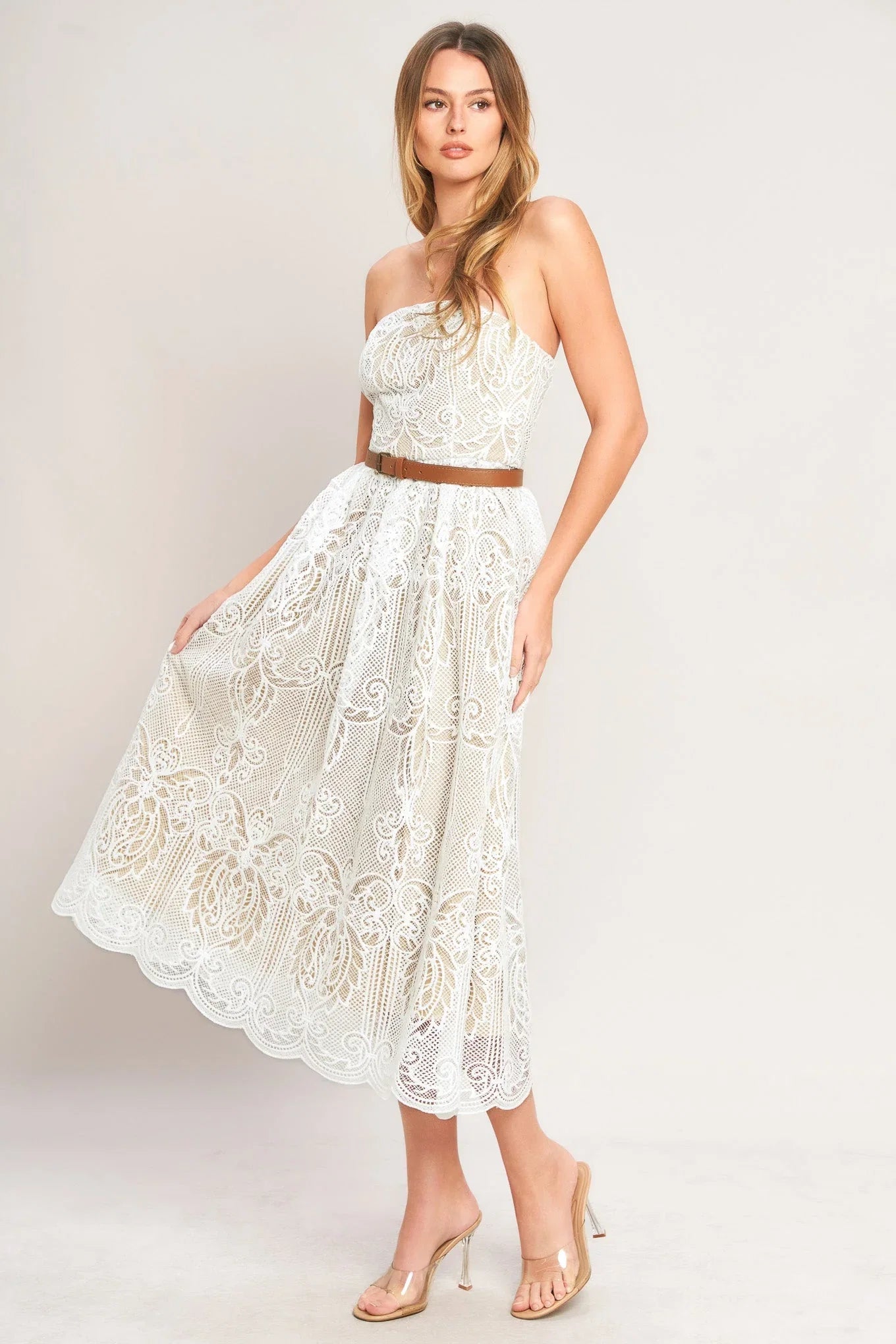 ELEGANT GARDEN LACE MIDI DRESS