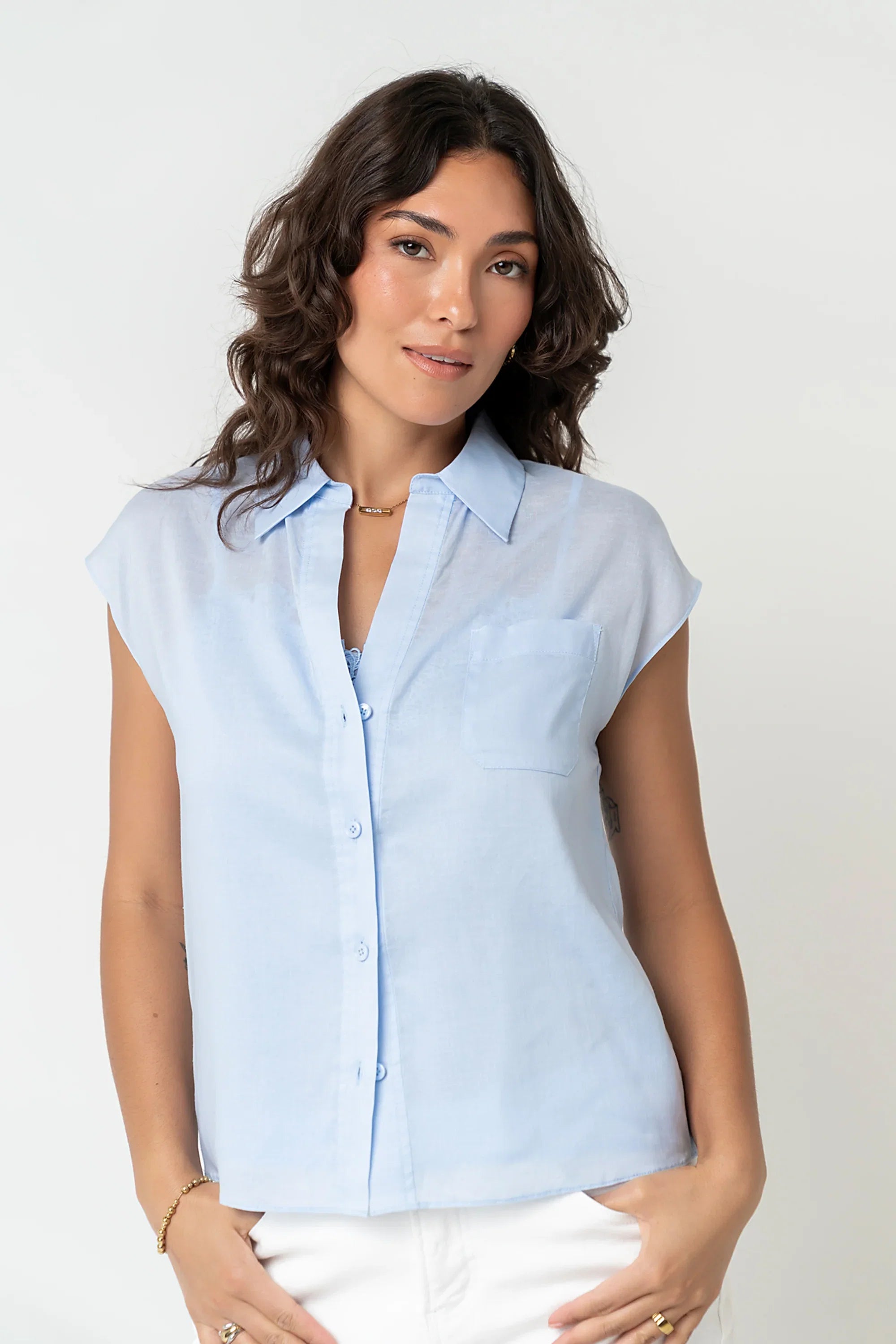 Hank Twofer Top in Light Blue