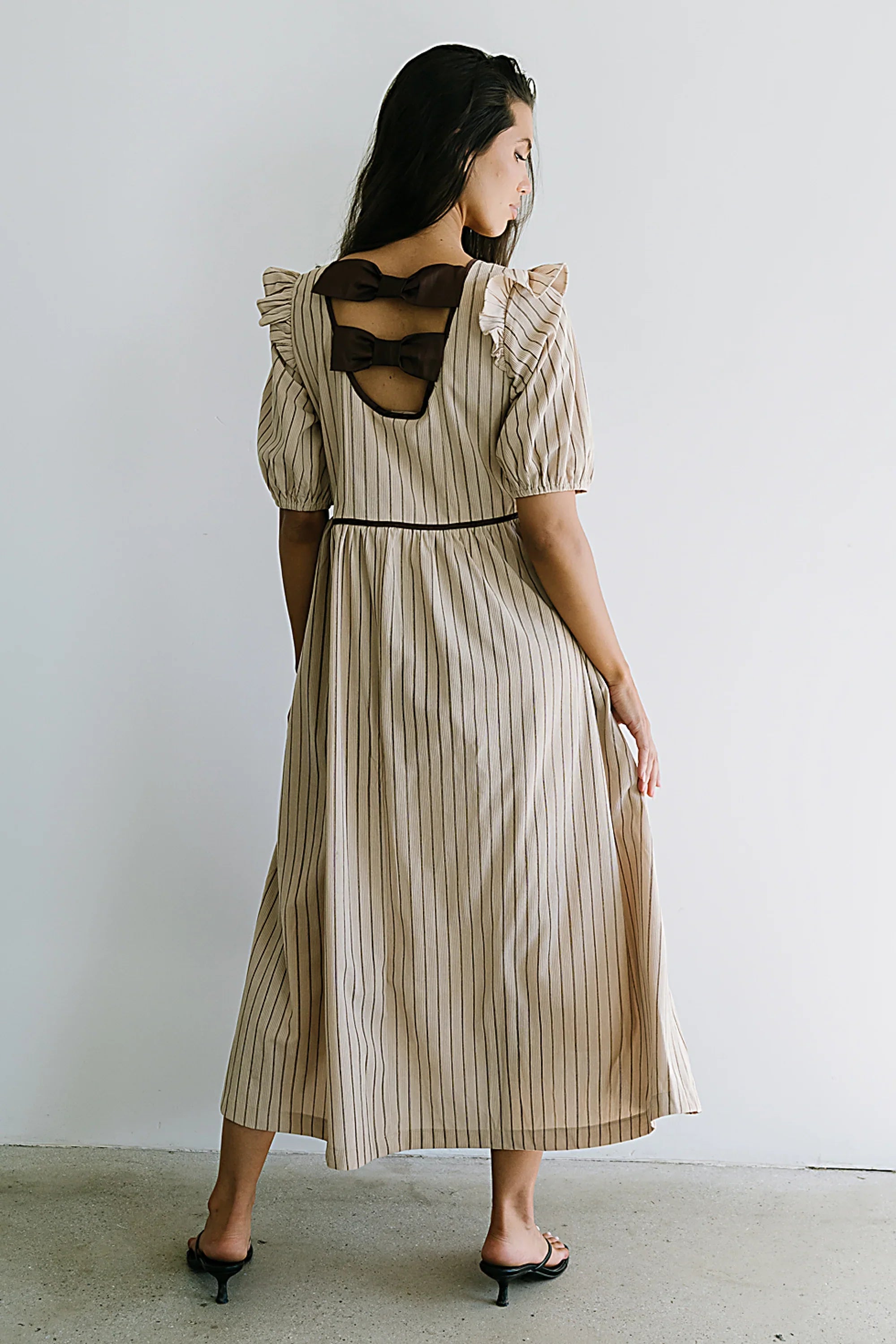 Berlin Corduroy Baby Doll Midi Dress in Taupe FINAL SALE