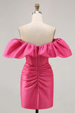Fuchsia Off The Shoulder Bodycon Short Homecoming Dress
