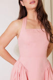CAUGHT IN THE RAIN HALTER MIDI DRESS SOFT PINK