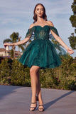 OLIVIA MINI DRESS OFF THE SHOULDER EMBELLISHED A LINE SHORT DRESS
