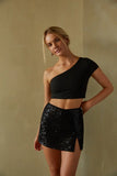 Kim High Rise Sequin Mini Skort