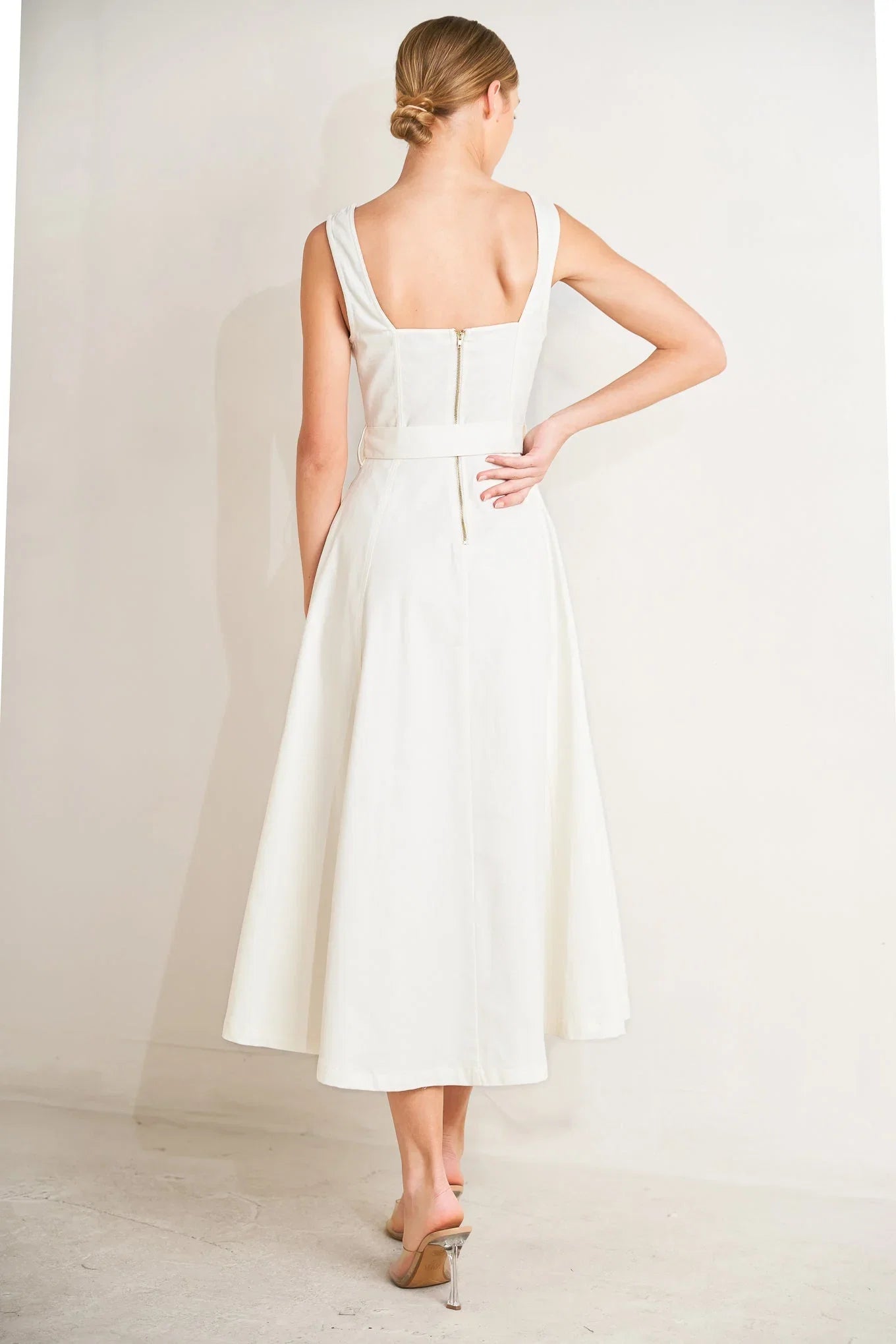BELLA PORTOFINO WHITE MIDI DRESS