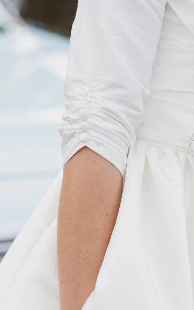 Knee Length Wedding Dress With 3 4 Sleeves