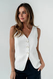 Penny Button Up Vest in White