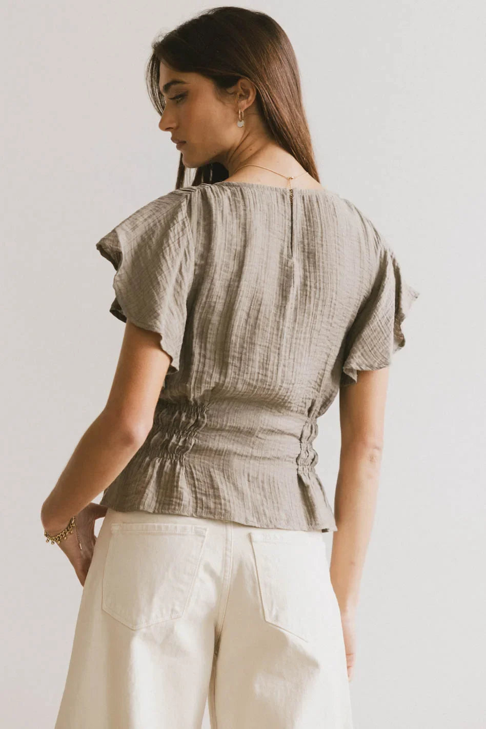 Whit Smocked Blouse in Olive FINAL SALE