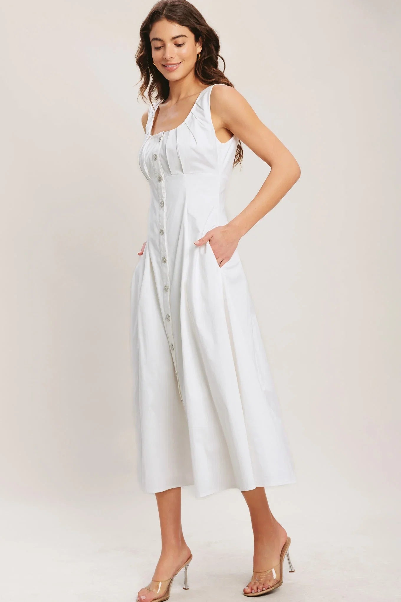 SEASIDE BRUNCH WHITE MIDI DRESS FINAL SALE