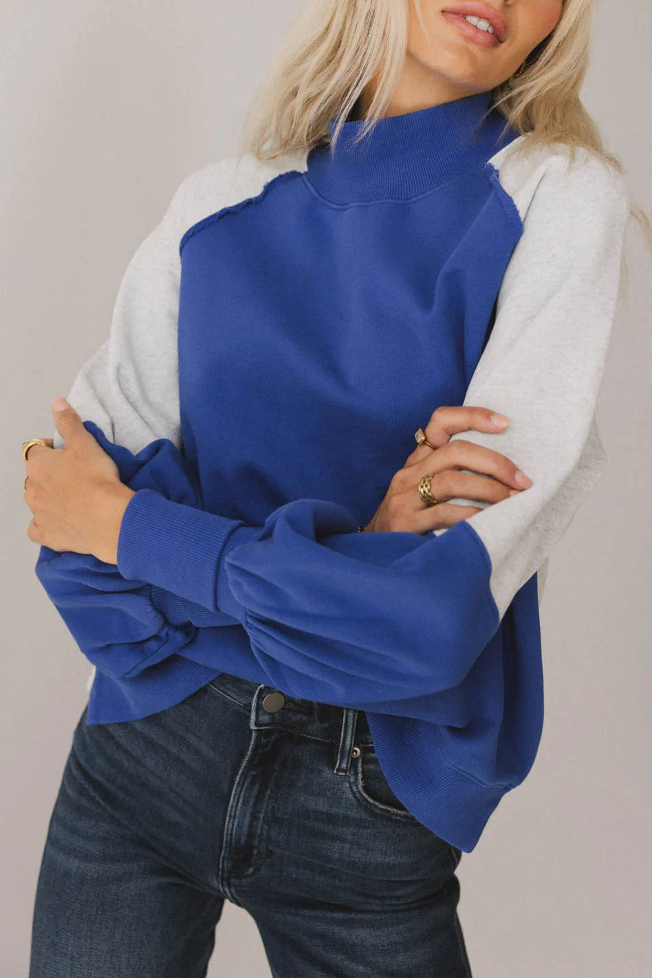 Drew Colorblock Sweatshirt in Blue FINAL SALE
