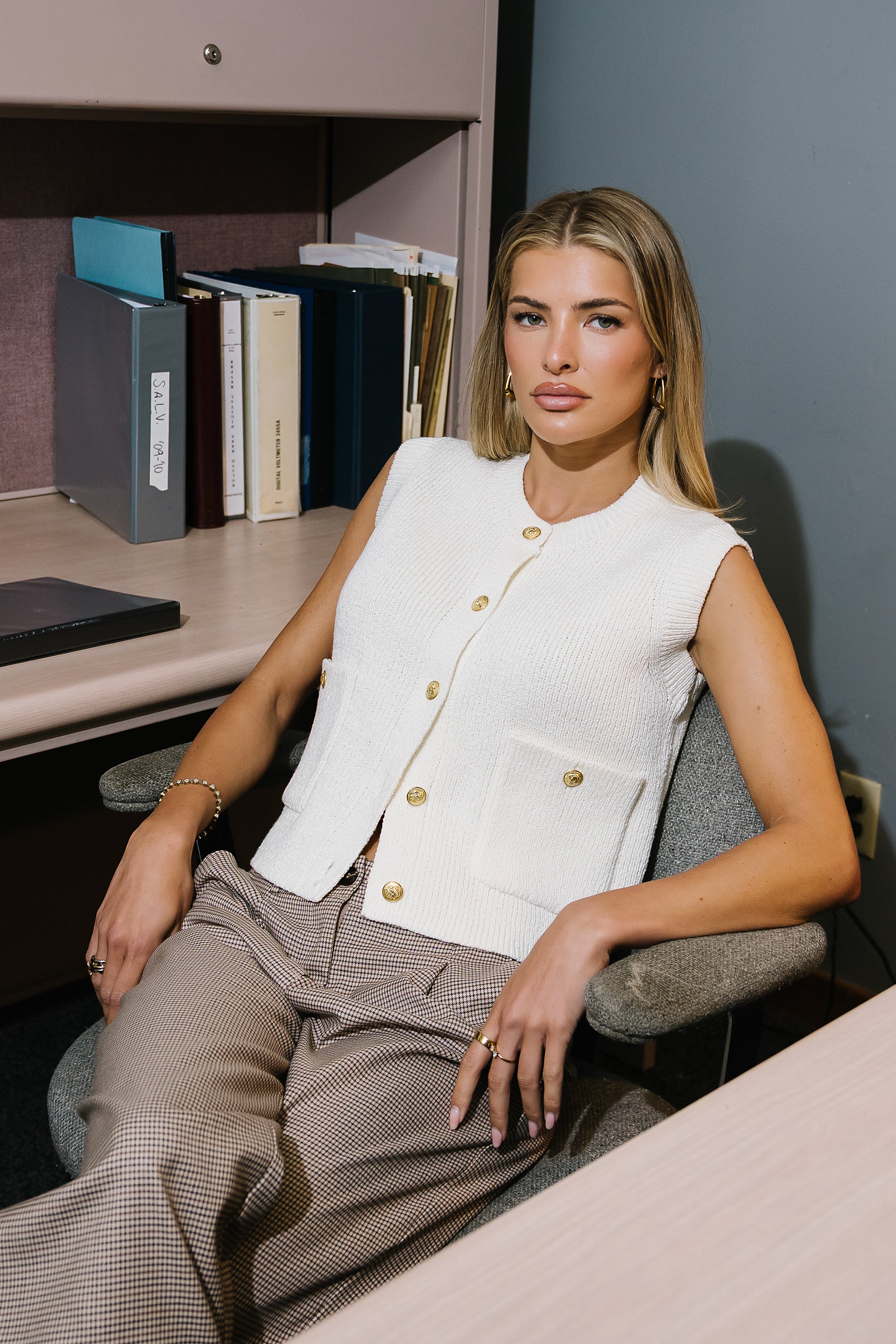 Brooks Knit Vest in Cream